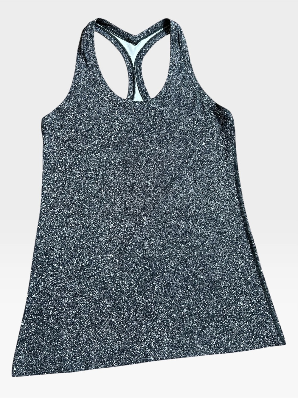 Lululemon CRB Athletic Racerback Tank Black White Static Speckle Size 8